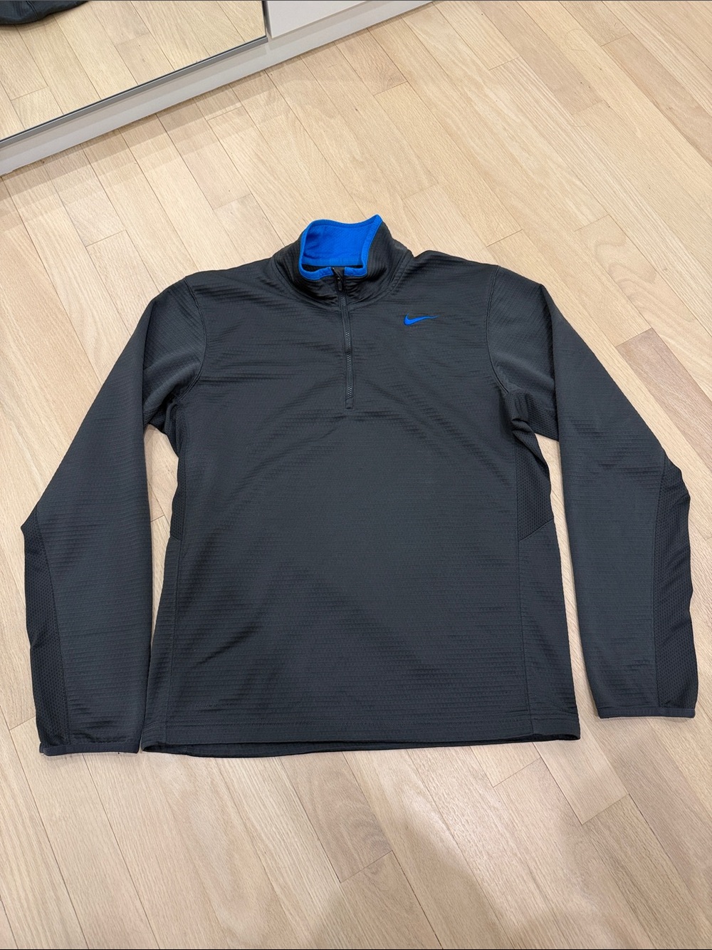 Nike Black Quarter-Zip Pullover with Blue Accents